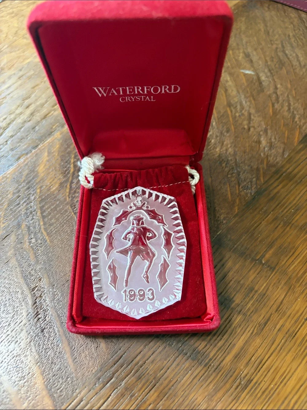 1993 Waterford Christmas ornament with Velvet Case and box